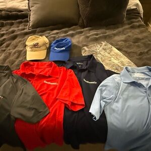 Southwest Airlines Polo bundle with caps NEW NEVER WORN